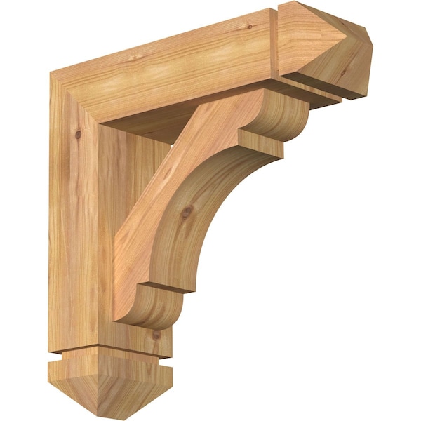 Ekena Millwork Olympic Arts and Crafts Smooth Bracket w/ Offset Brace, Western Red Cedar, 5 1/2"W x 18"D x 18"H BKT0604X18X18OLY03SWR - main